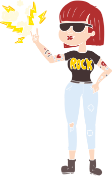 flat color illustration of a cartoon rock woman png