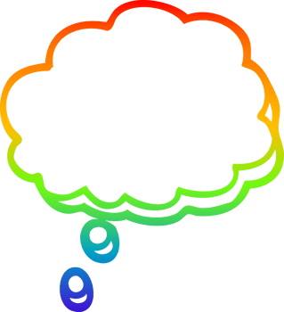 rainbow gradient line drawing cartoon mind bubble png