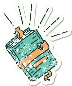 grunge sticker of tattoo style old bound notebook png