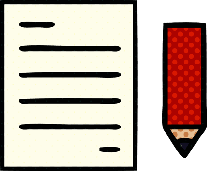 comic book style cartoon pencil and paper png