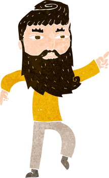 cartoon bearded man pointing the way png