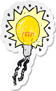 retro distressed sticker of a cartoon electric light bulb png