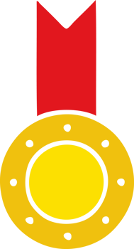 flat color retro cartoon gold medal png
