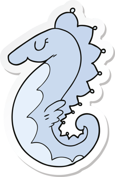 sticker of a cartoon sea horse png