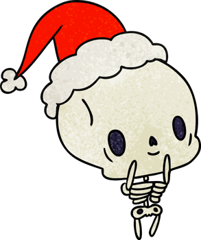christmas textured cartoon of kawaii skeleton png