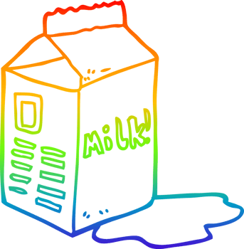 rainbow gradient line drawing cartoon milk carton png