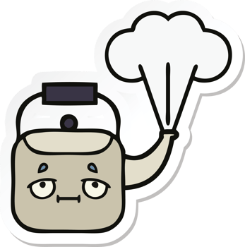 sticker of a cute cartoon steaming kettle png