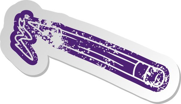 distressed old sticker of a coloured pencil png