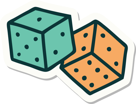 tattoo style sticker of lucky dice png