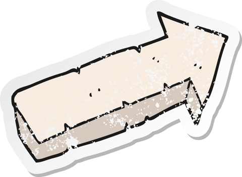 retro distressed sticker of a cartoon stone pointing arrow png