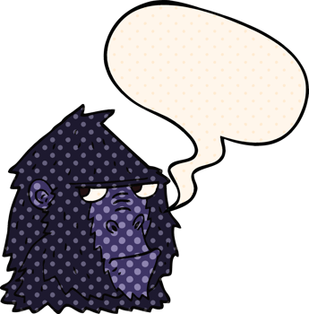 cartoon angry gorilla face and speech bubble in comic book style png