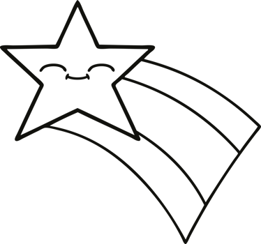 line drawing cartoon shooting rainbow star png