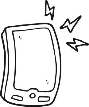 black and white cartoon mobile phone png