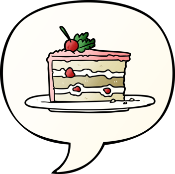 cartoon tasty dessertcake and speech bubble in smooth gradient style png