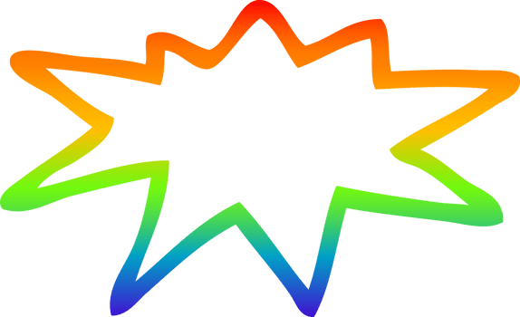 rainbow gradient line drawing cartoon bang png