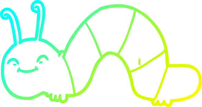 cold gradient line drawing cartoon happy bug png