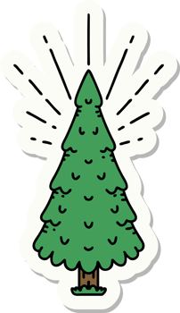 sticker of tattoo style pine tree png