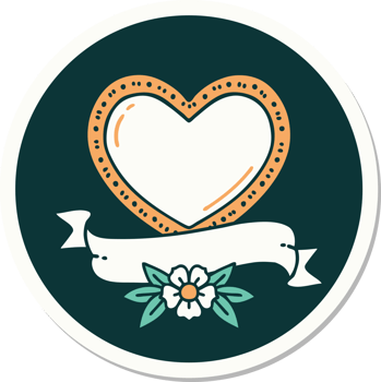 tattoo style sticker of a heart and banner png