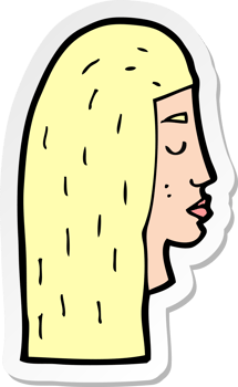 sticker of a cartoon female face profile png