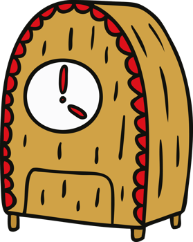 cartoon doodle of an old fashioned clock png