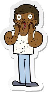sticker of a cartoon shocked gym man png