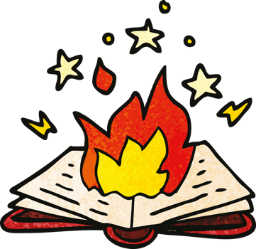 cartoon doodle spell book png