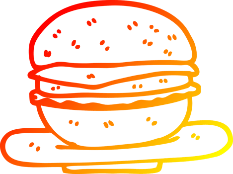 warm gradient line drawing cartoon burger png