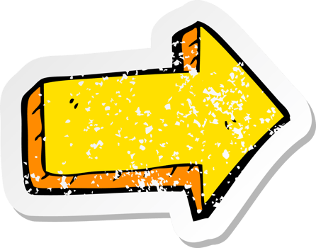 retro distressed sticker of a cartoon arrow png