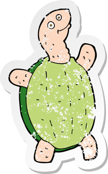 retro distressed sticker of a cartoon happy turtle png