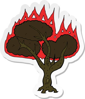 sticker of a cartoon burning tree png