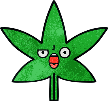 retro grunge texture cartoon marijuana leaf png