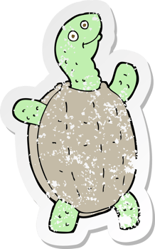 retro distressed sticker of a cartoon happy turtle png