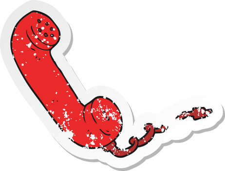 retro distressed sticker of a cartoon telephone receiver png