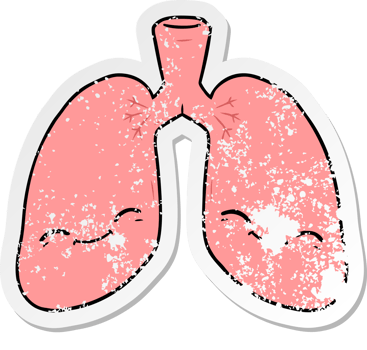 distressed sticker of a cartoon lungs png
