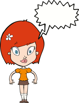cartoon pretty woman with speech bubble png