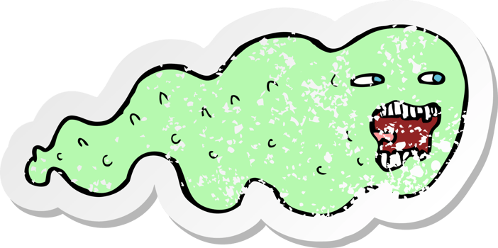 retro distressed sticker of a cartoon ghost png