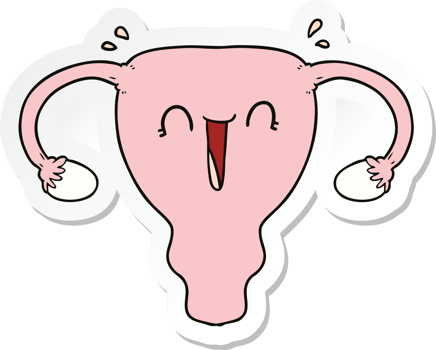 sticker of a cartoon happy uterus png