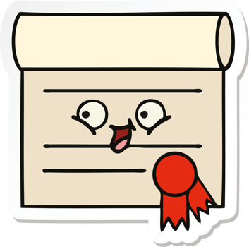 sticker of a cute cartoon certificate png