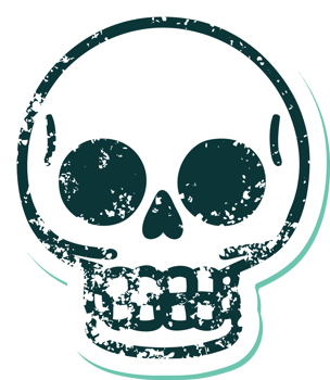 distressed sticker tattoo style icon of a skull png