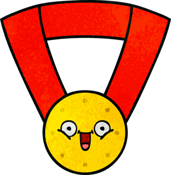 retro grunge texture cartoon gold medal png
