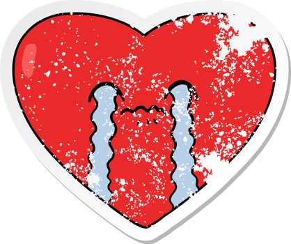 distressed sticker of a cartoon love sick heart png