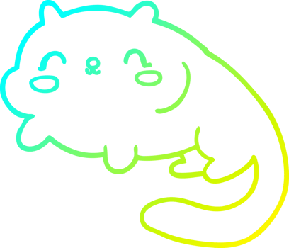 cold gradient line drawing cartoon cat png
