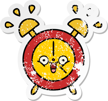 distressed sticker of a cute cartoon alarm clock png