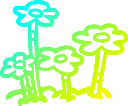 cold gradient line drawing Cartoon flowers png