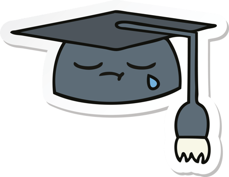sticker of a cute cartoon graduation hat png