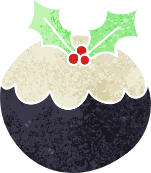 quirky retro illustration style cartoon christmas pudding png