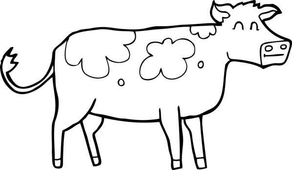 black and white cartoon cow png