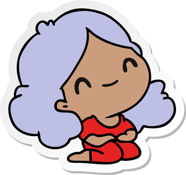 sticker cartoon of a cute kawaii girl png