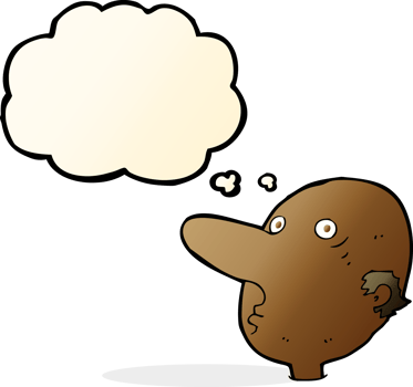 cartoon balding man with thought bubble png