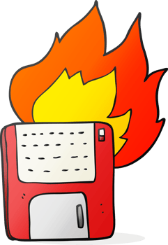 cartoon old computer disk burning png